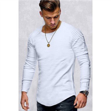 Balts Slim Fit Rib Raglan Sleeve vīriešu tops