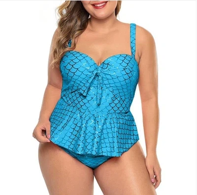 Rozā liela izmēra pavada kakla Peplum Tankini